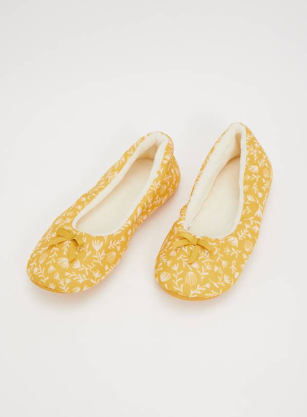 Buy Mustard Floral Ballerina Slippers 7 Slippers Argos